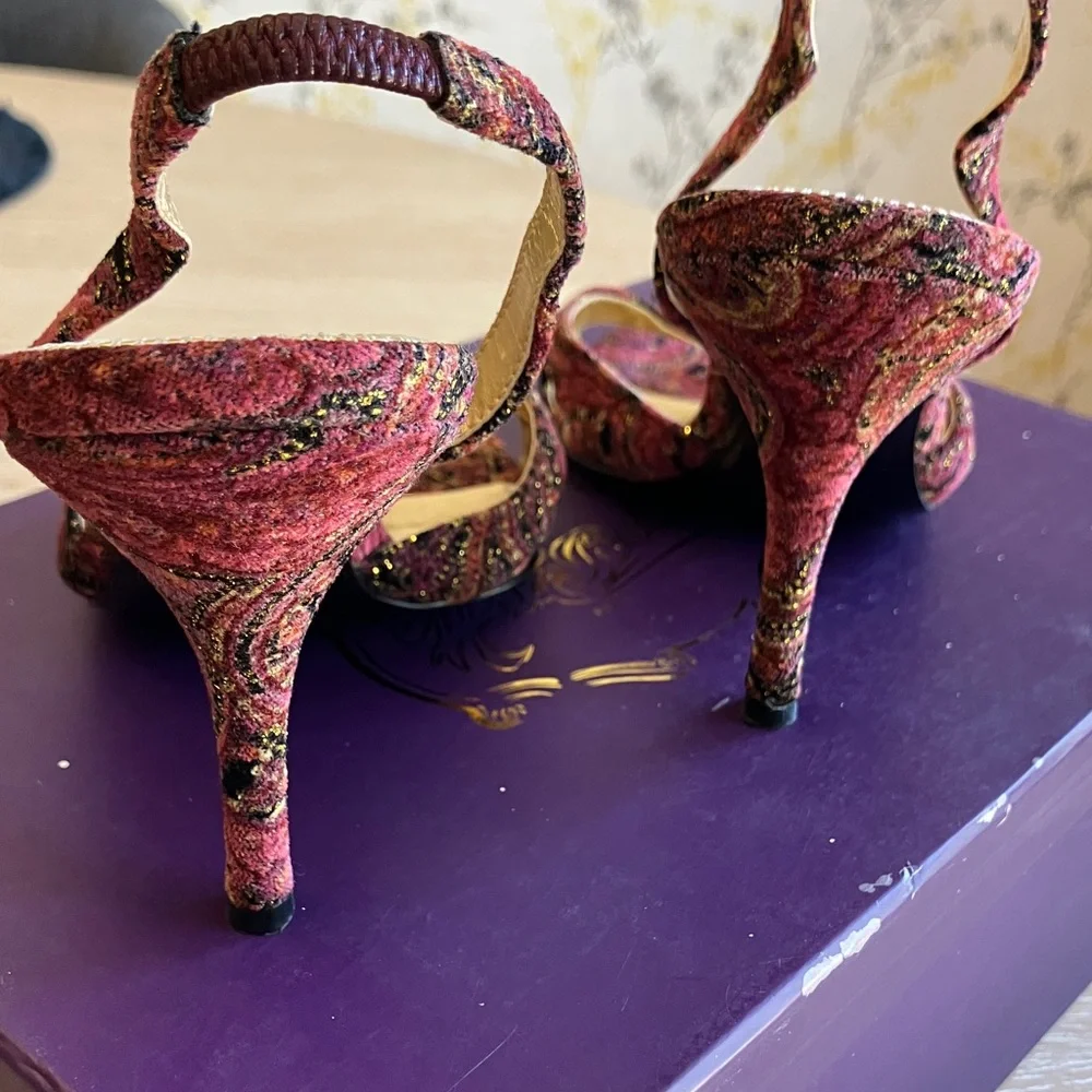 Hale Bob Beaded Heels - Burgundy and Gold - Picture 3 of 4